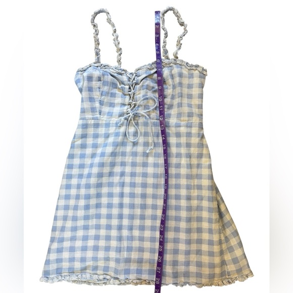 Urban Outfitters Blue and White Gingham Mini Dress - Picture 11 of 16